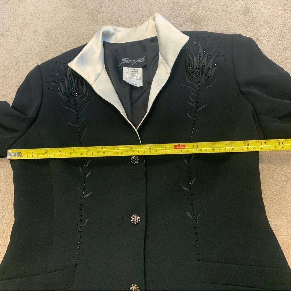 SUNNY Choi vintage black beaded embroidered Satin evening blazer jacket Sz 6 - Picture 10 of 12